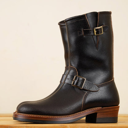 Engineer Boots - Dark Brown Waxed Flesh