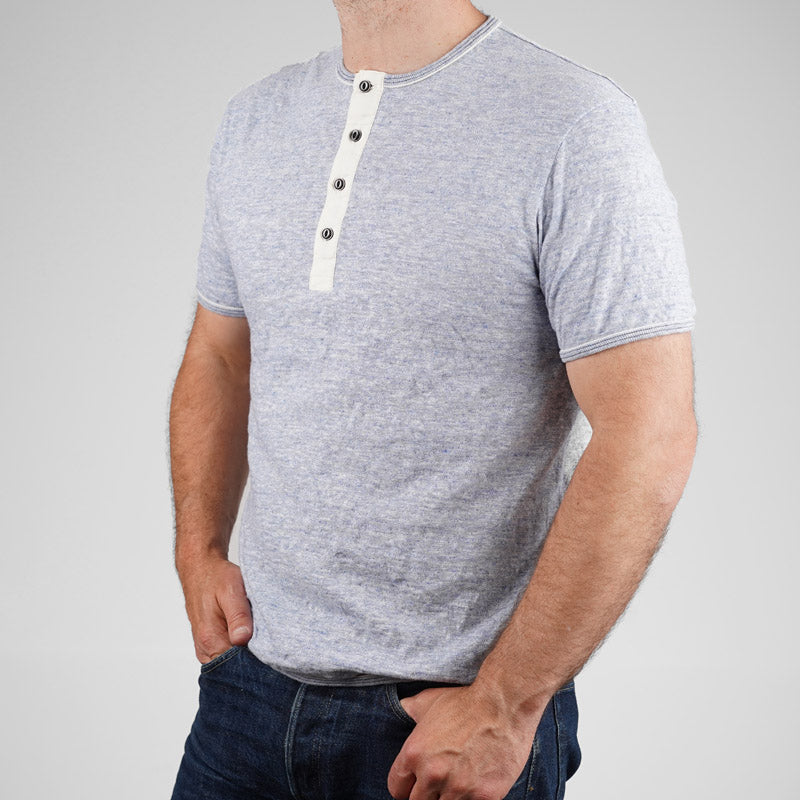 LRH1037 SUPER SLUB TUBE KNIT 4 BUTTONS HENLEY