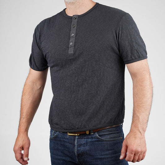 LRH1037 SUPER SLUB TUBE KNIT 4 BUTTONS HENLEY