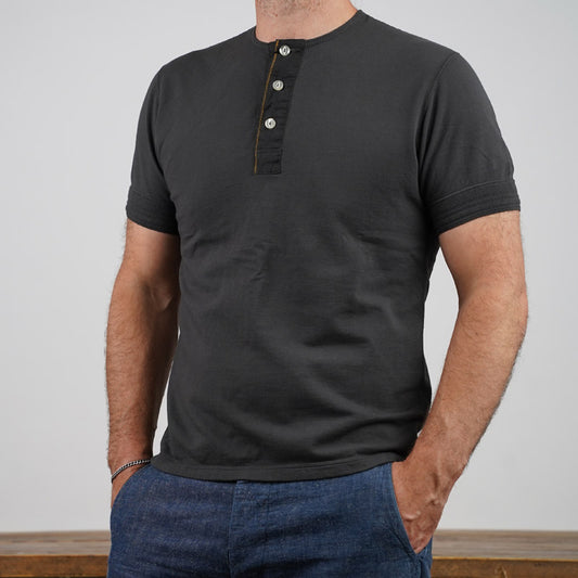 Loop & Weft COMBED YARN SS Henley - Antique Black