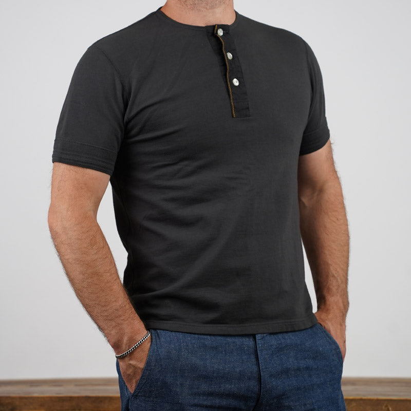 Loop & Weft COMBED YARN SS Henley - Antique Black