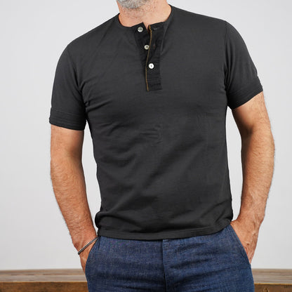 Loop & Weft COMBED YARN SS Henley - Antique Black