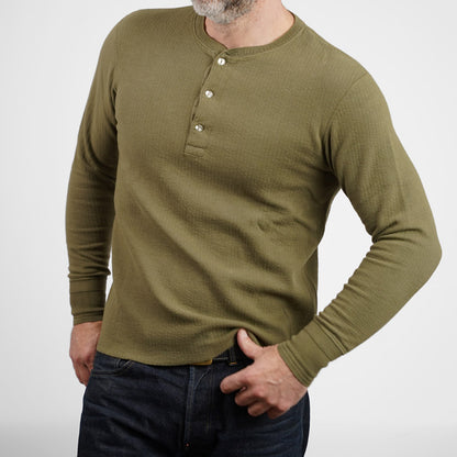 Loop & Weft DOUBLE FACE JACQUARD KNIT HENLEY