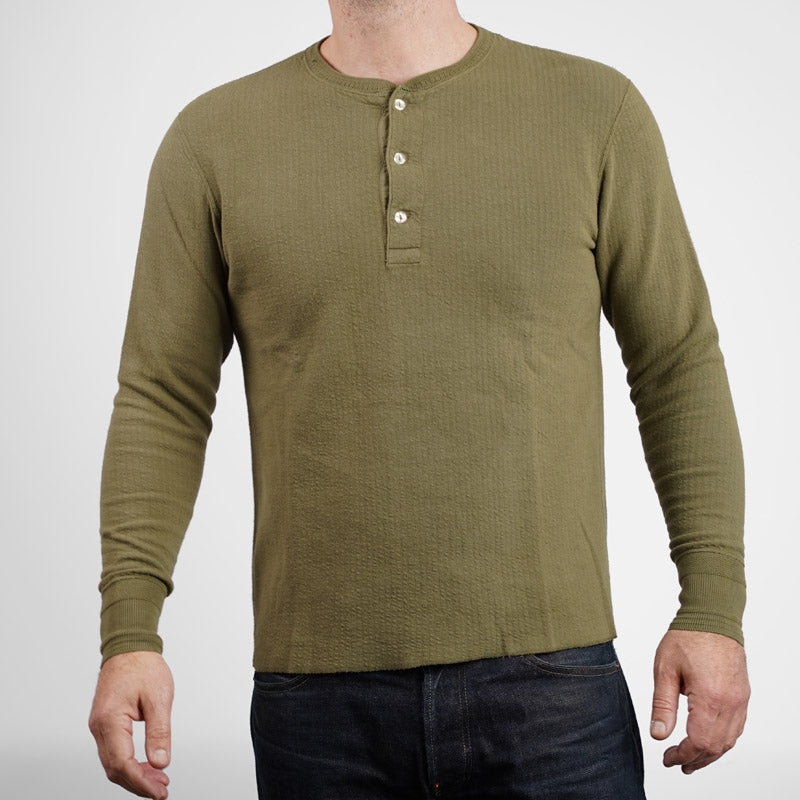 Loop & Weft DOUBLE FACE JACQUARD KNIT HENLEY