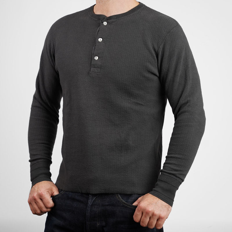 Loop & Weft DOUBLE FACE JACQUARD KNIT HENLEY