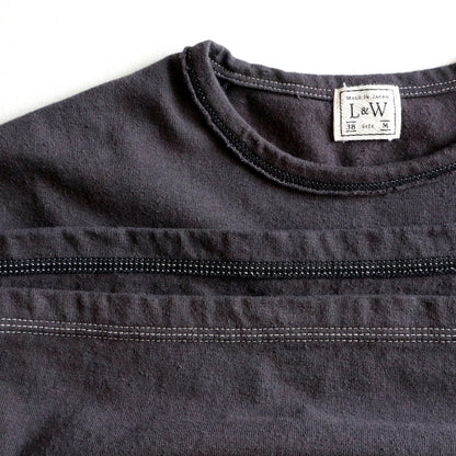 Loop & Weft recycled nep cotton dot seam S/S crewneck - Antiques Black