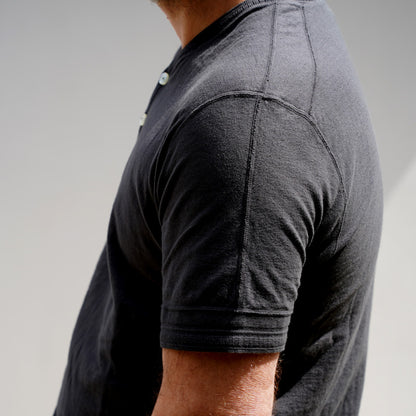 LOOP & WEFT TUCK STITCH RIBBED MILITARY HENLEY