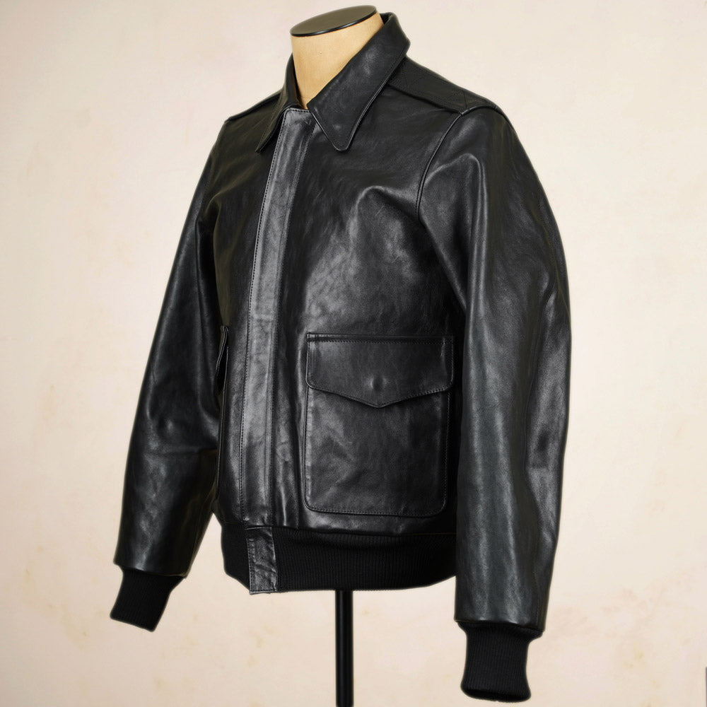Shangri-La Heritage “Don Gentile” A2 Flight Jacket  - Black Vicenza Horsehide