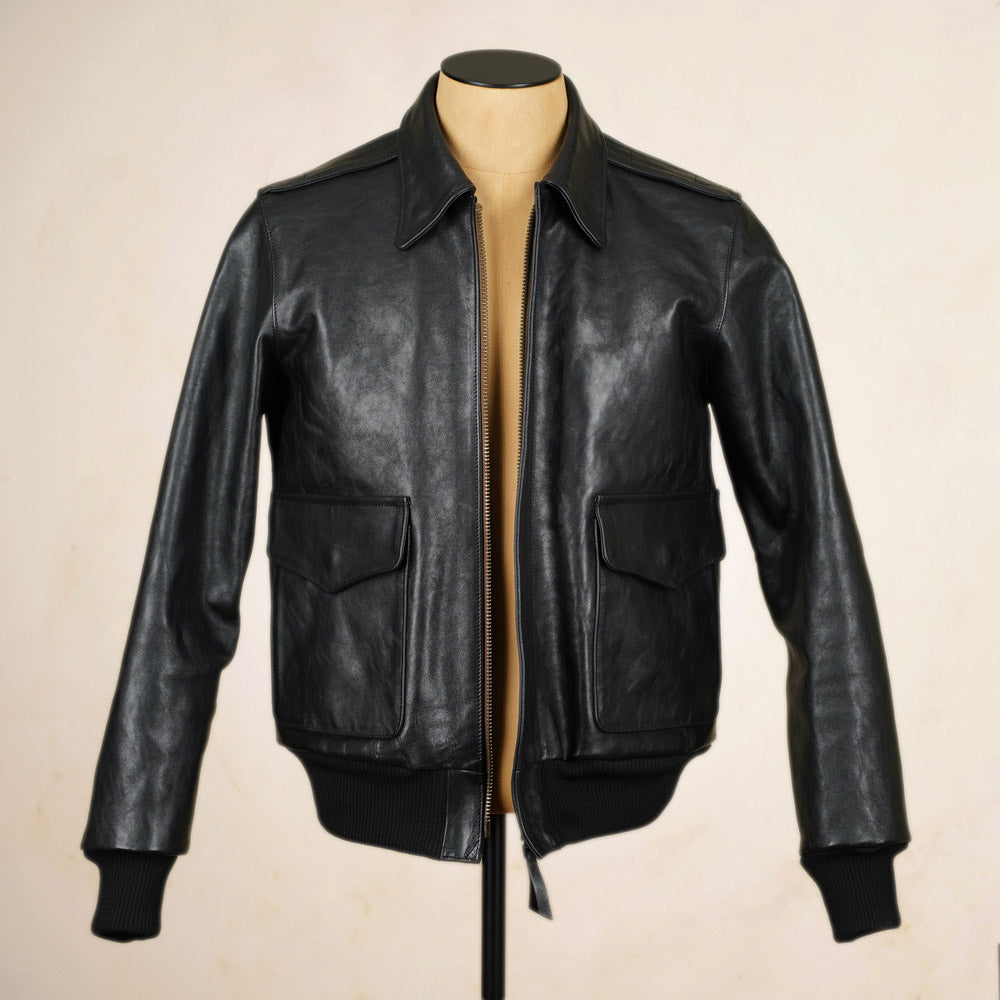 Shangri-La Heritage “Don Gentile” A2 Flight Jacket  - Black Vicenza Horsehide