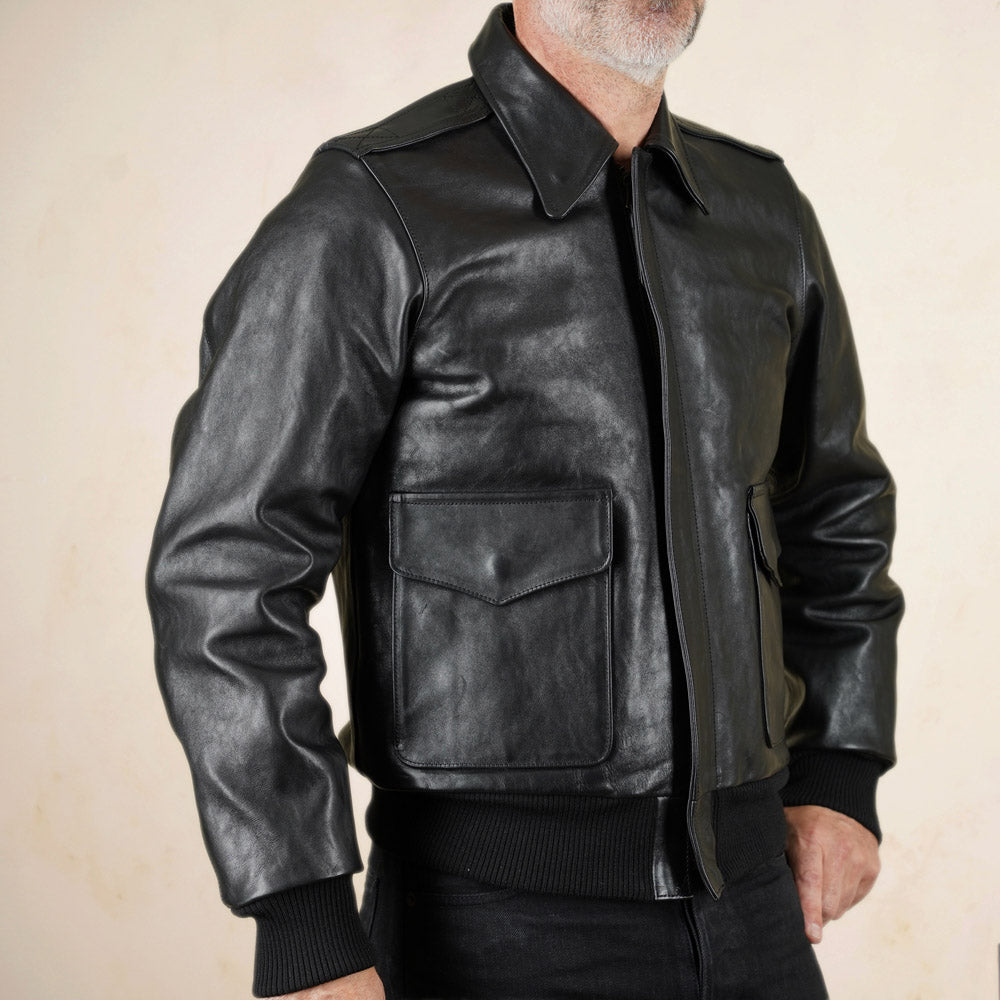 Shangri-La Heritage “Don Gentile” A2 Flight Jacket  - Black Vicenza Horsehide