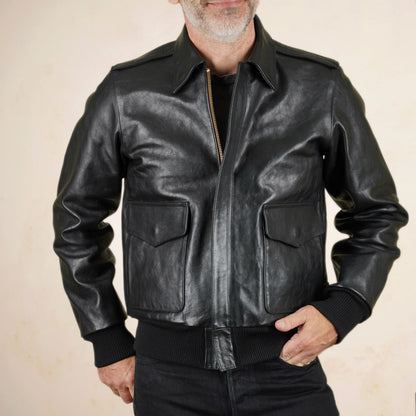 Shangri-La Heritage “Don Gentile” A2 Flight Jacket  - Black Vicenza Horsehide