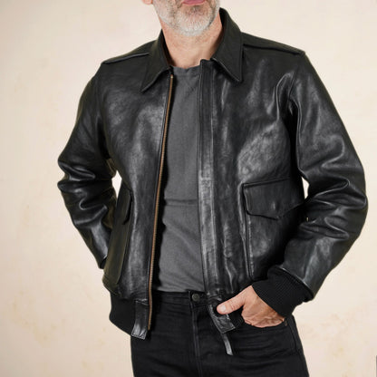 Shangri-La Heritage “Don Gentile” A2 Flight Jacket  - Black Vicenza Horsehide