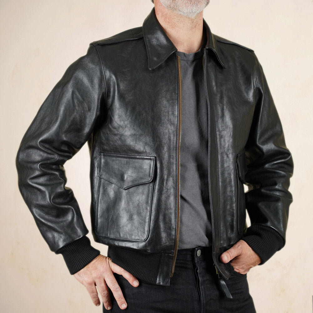 Shangri-La Heritage “Don Gentile” A2 Flight Jacket  - Black Vicenza Horsehide