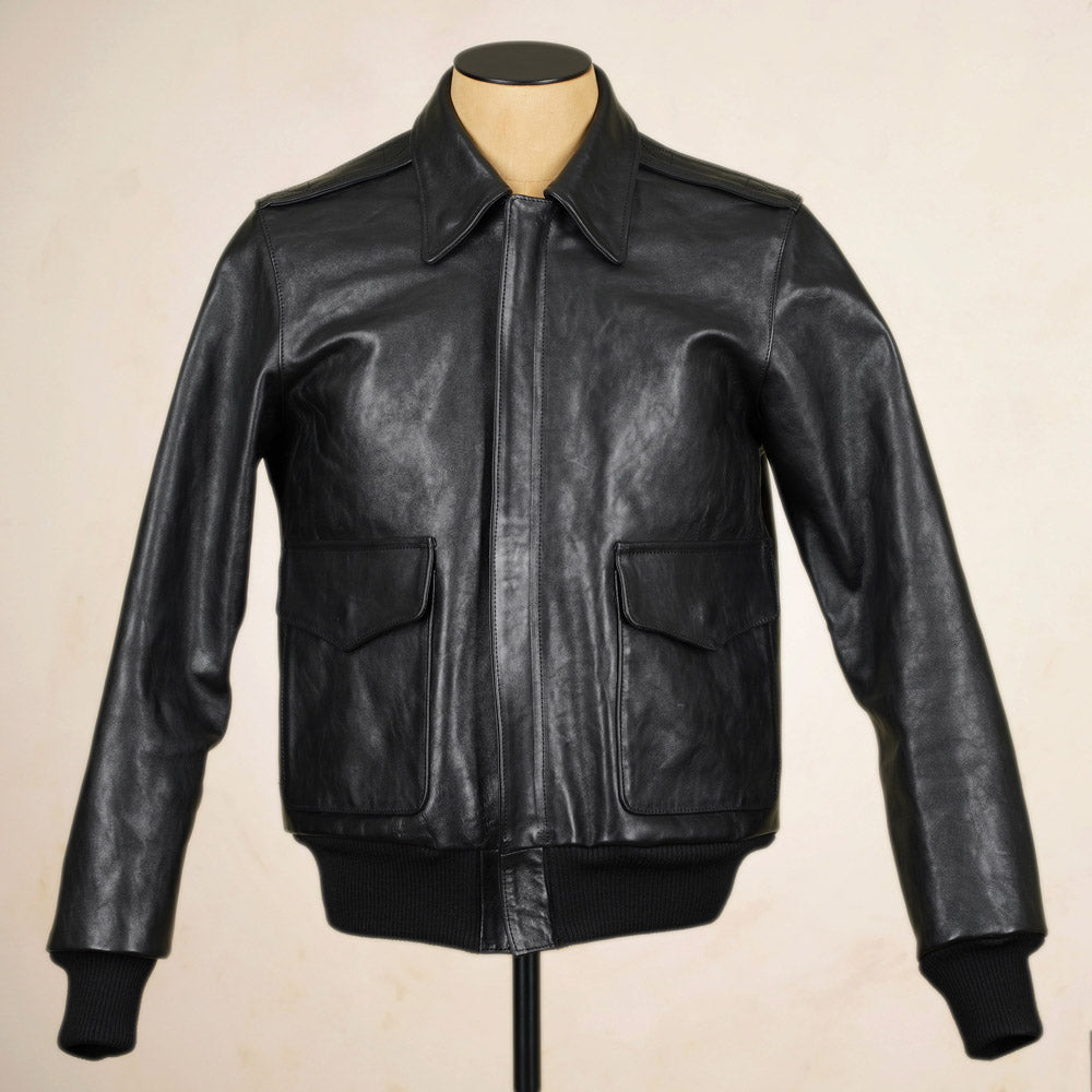 Shangri-La Heritage “Don Gentile” A2 Flight Jacket  - Black Vicenza Horsehide