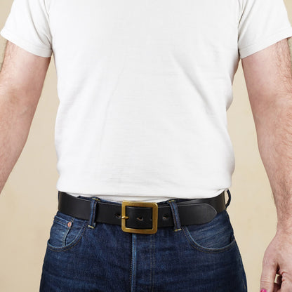 The Strike Gold Leather Belt - Black