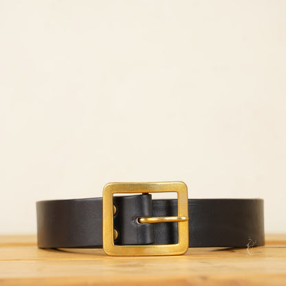 The Strike Gold Leather Belt - Black