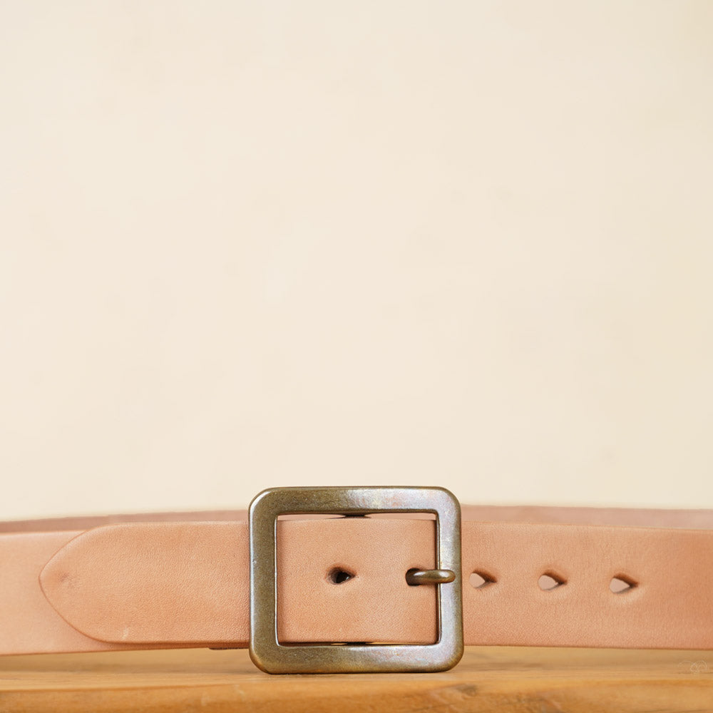 The Strike Gold Leather Belt - Tan