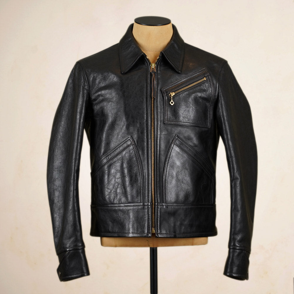 Thedi Leathers Half Belt Sports Jacket MTC-7925 - Bruciato Tea Core Horsehide Leather