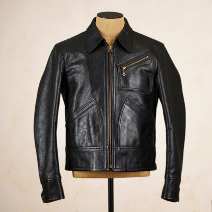 Thedi Leathers Half Belt Sports Jacket MTC-7925 - Bruciato Tea Core Horsehide Leather