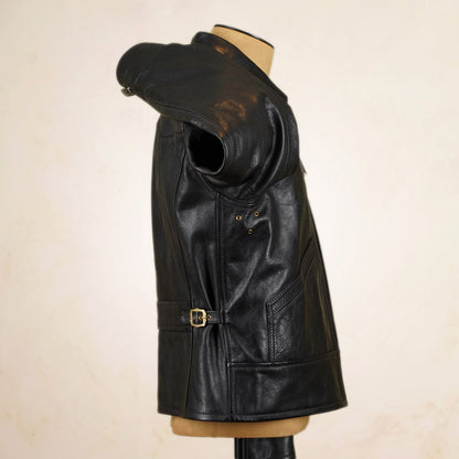 Thedi Leathers Half Belt Sports Jacket MTC-7925 - Bruciato Tea Core Horsehide Leather