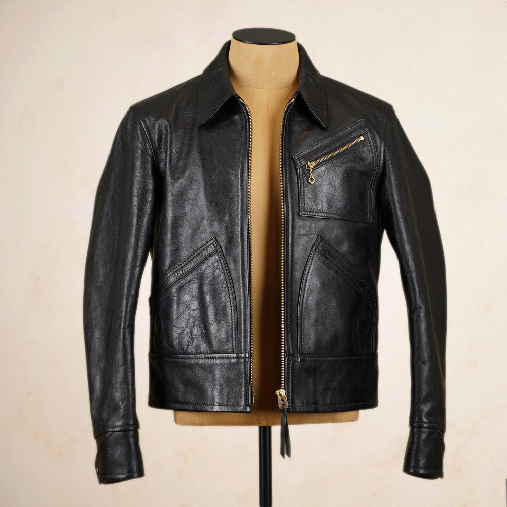 Thedi Leathers Half Belt Sports Jacket MTC-7925 - Bruciato Tea Core Horsehide Leather