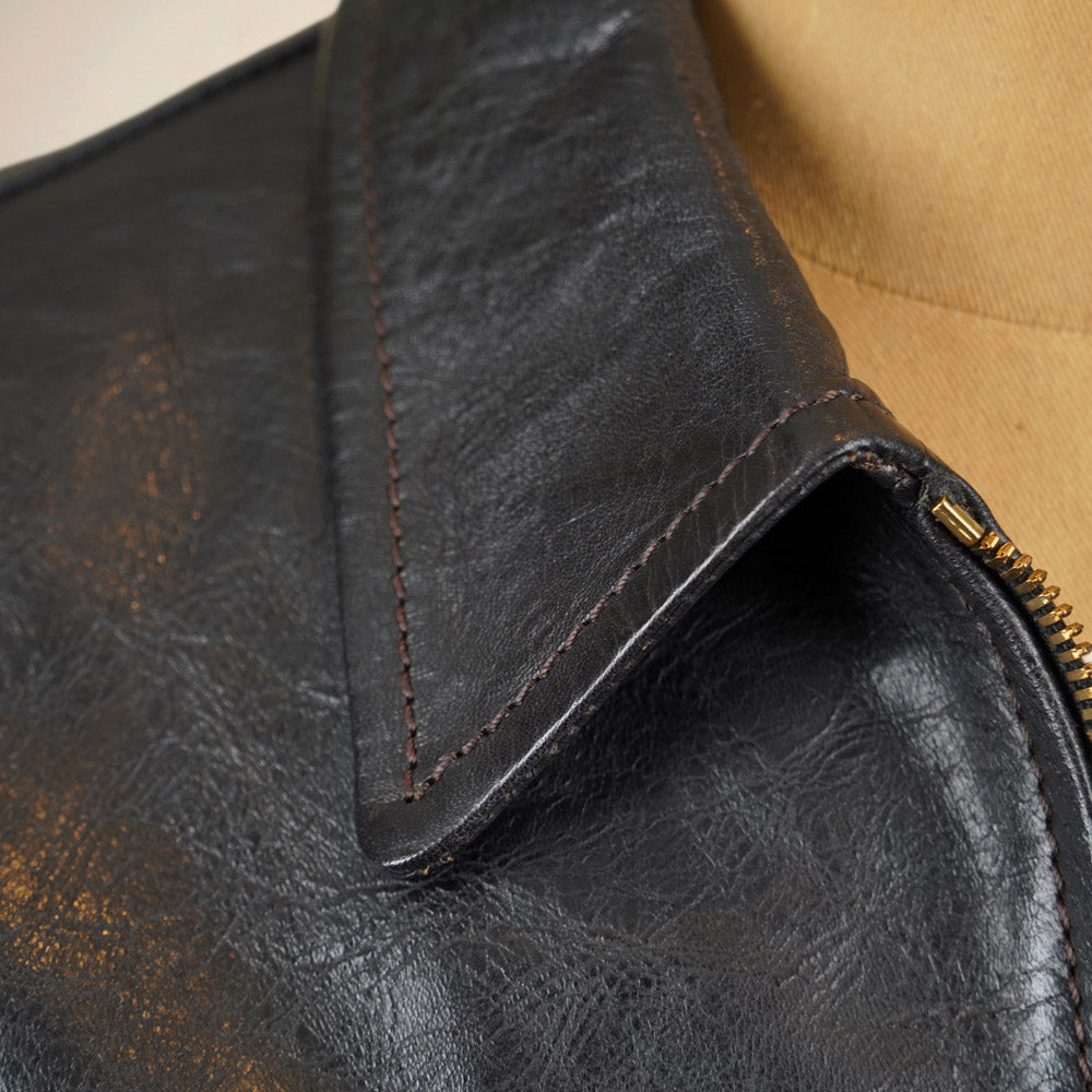 Thedi Leathers Half Belt Sports Jacket MTC-7925 - Bruciato Tea Core Horsehide Leather
