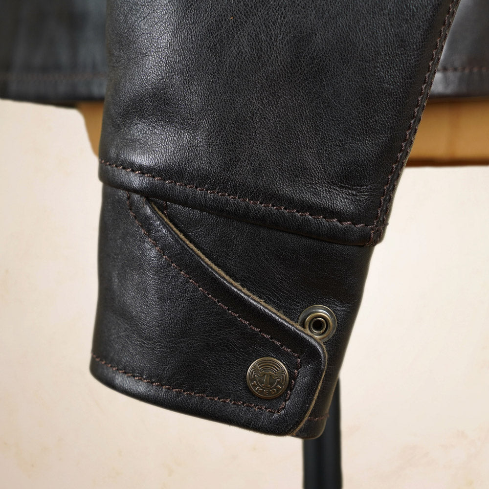 Thedi Leathers Half Belt Sports Jacket MTC-7925 - Bruciato Tea Core Horsehide Leather