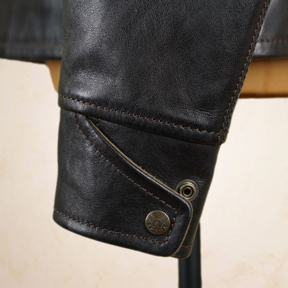 Thedi Leathers Half Belt Sports Jacket MTC-7925 - Bruciato Tea Core Horsehide Leather