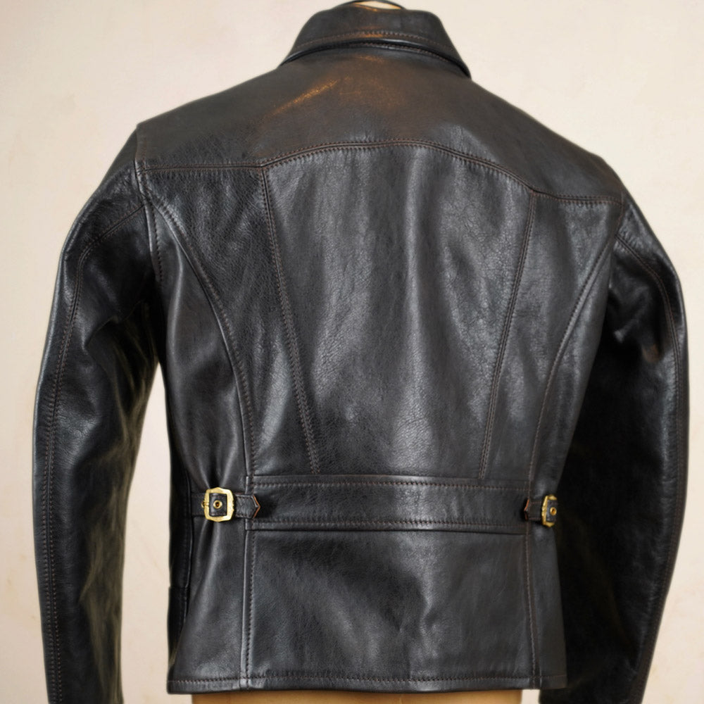 Thedi Leathers Half Belt Sports Jacket MTC-7925 - Bruciato Tea Core Horsehide Leather