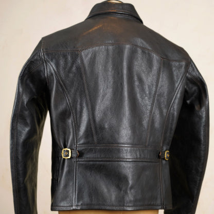 Thedi Leathers Half Belt Sports Jacket MTC-7925 - Bruciato Tea Core Horsehide Leather