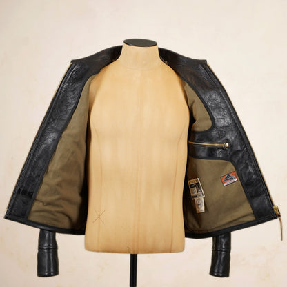 Thedi Leathers Half Belt Sports Jacket MTC-7925 - Bruciato Tea Core Horsehide Leather