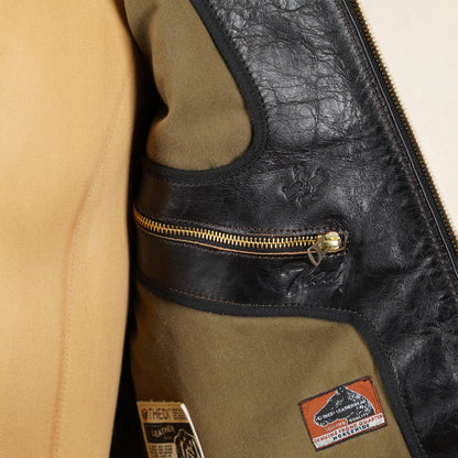 Thedi Leathers Half Belt Sports Jacket MTC-7925 - Bruciato Tea Core Horsehide Leather