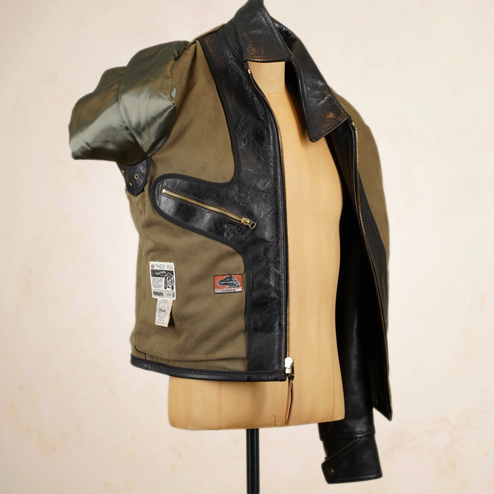 Thedi Leathers Half Belt Sports Jacket MTC-7925 - Bruciato Tea Core Horsehide Leather