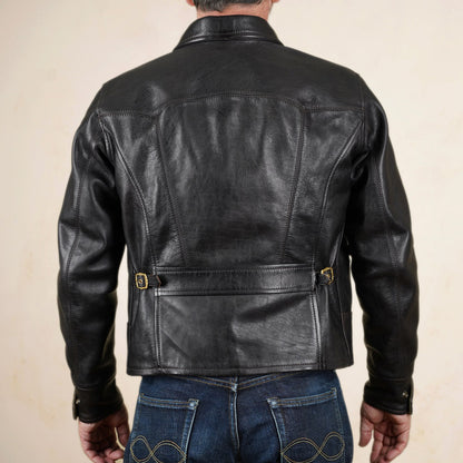 Thedi Leathers Half Belt Sports Jacket MTC-7925 - Bruciato Tea Core Horsehide Leather