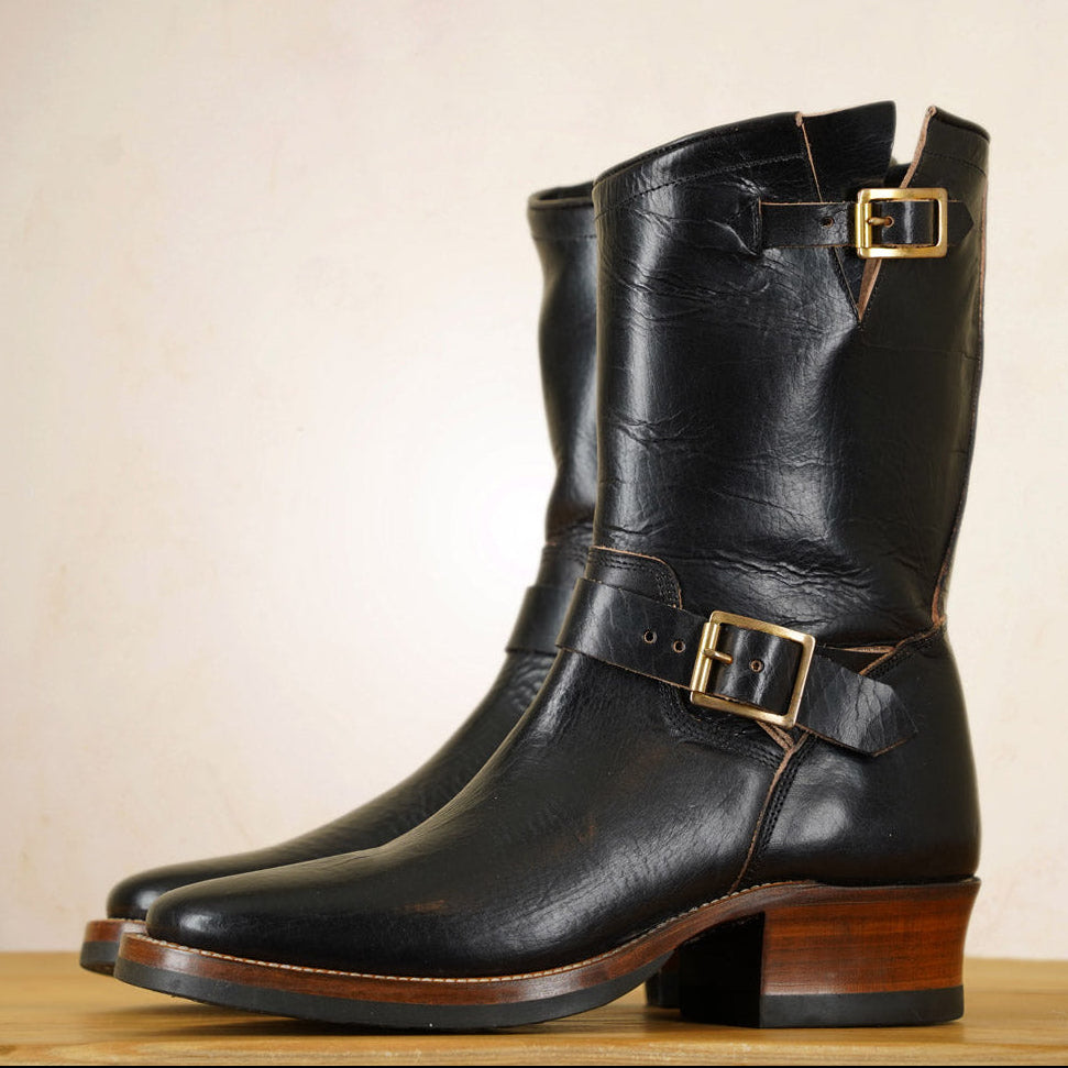 UNMARKED Engineer Boots - Black Holanda Bison Leather