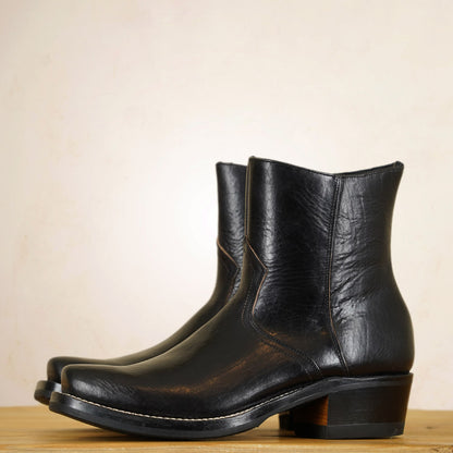 UNMARKED Juan Snip Toe Boots - Black Holanda Bison Leather