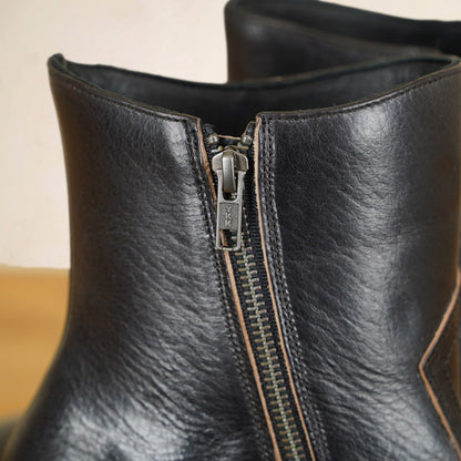 UNMARKED Juan Snip Toe Boots - Black Holanda Bison Leather