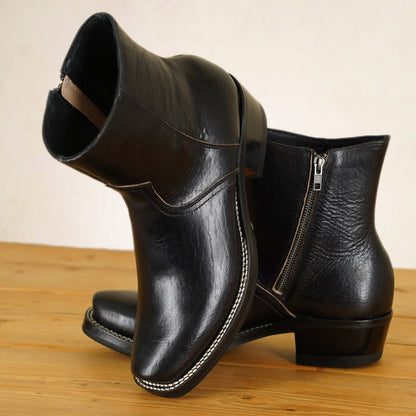 UNMARKED Juan Snip Toe Boots - Black Holanda Bison Leather