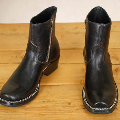 UNMARKED Juan Snip Toe Boots - Black Holanda Bison Leather
