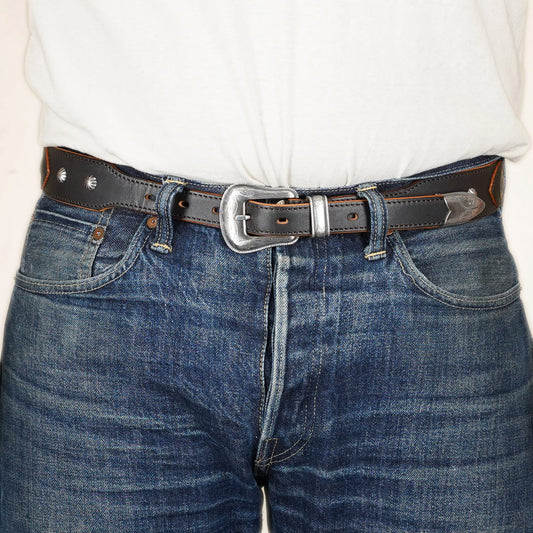 Vintage Works DH5746 Concho Belt - Tea-Core Black