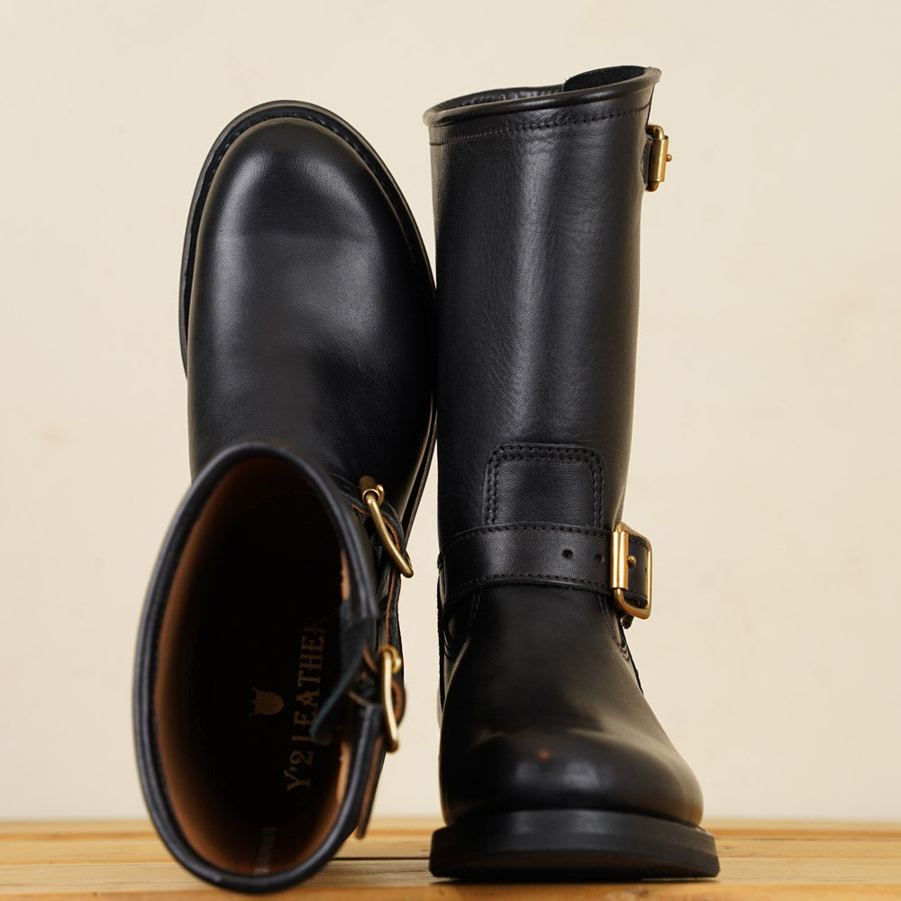 Y'2 EB-01 Engineer Boots - Black Eco Horse