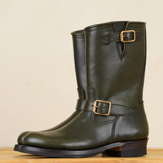 Y'2 EB-01 Engineer Boots - Olive Eco Horse