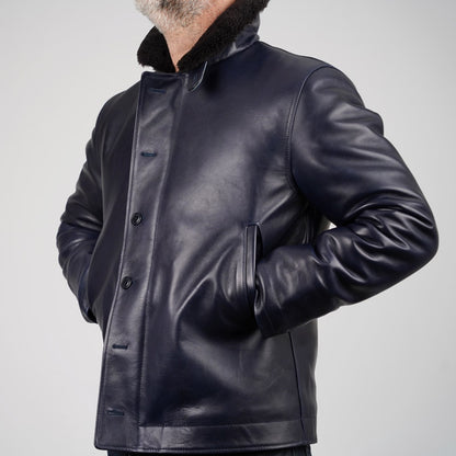 Y'2 Leather N-1 Deck Jacket Indigo Horsehide