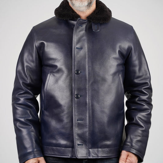 Y'2 Leather N-1 Deck Jacket Indigo Horsehide