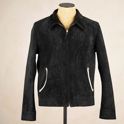 Y’2 Leather Steerhide Roughout Western Jacket WJ-07 - Black