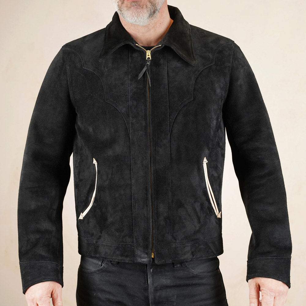 Y’2 Leather Steerhide Roughout Western Jacket WJ-07 - Black