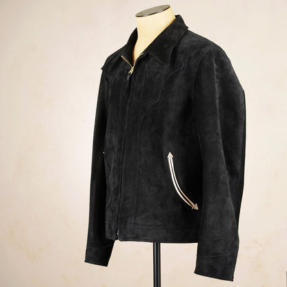 Y’2 Leather Steerhide Roughout Western Jacket WJ-07 - Black