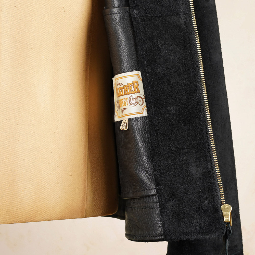 Y’2 Leather Steerhide Roughout Western Jacket WJ-07 - Black