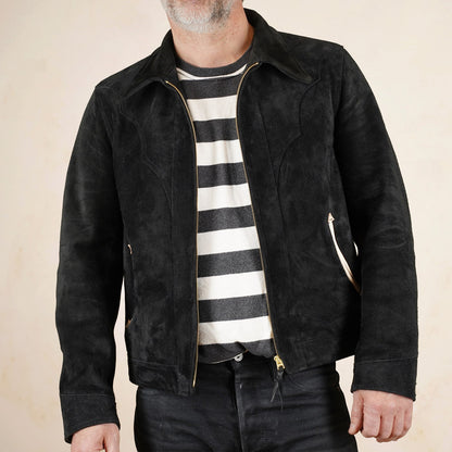 Y’2 Leather Steerhide Roughout Western Jacket WJ-07 - Black