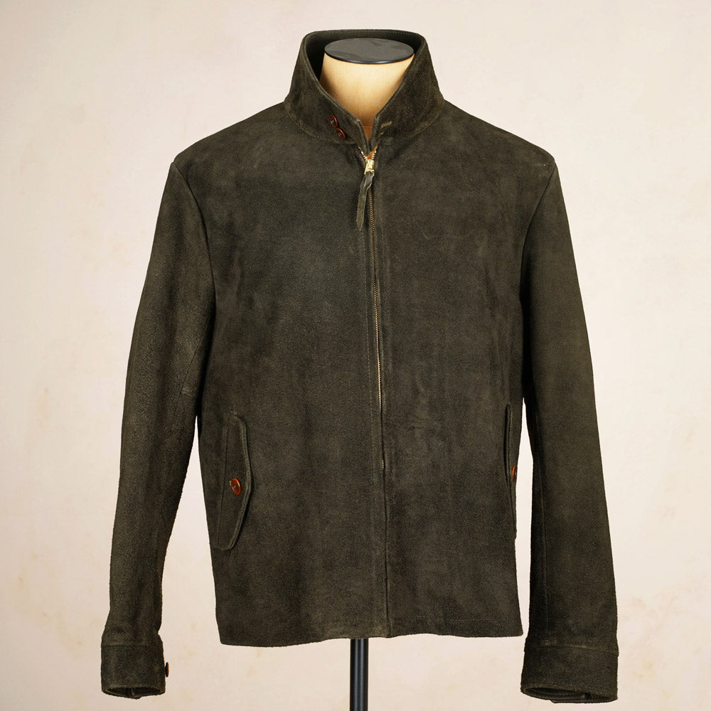 Y’2 Leather Steerhide Roughout Swing Top Jacket - Olive